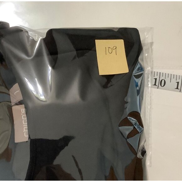 Chico's Black 3/4 Sleeve Tunic Top Women Size 1 Small Polyester Spandex Blend - Picture 8 of 8